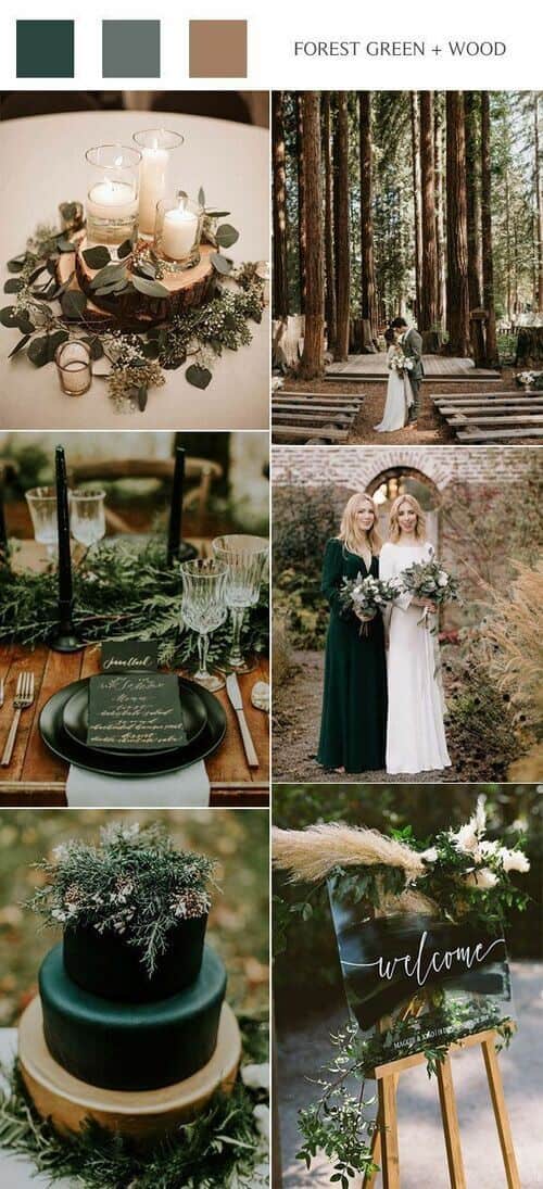 Dark accent and emerald green wedding ideas