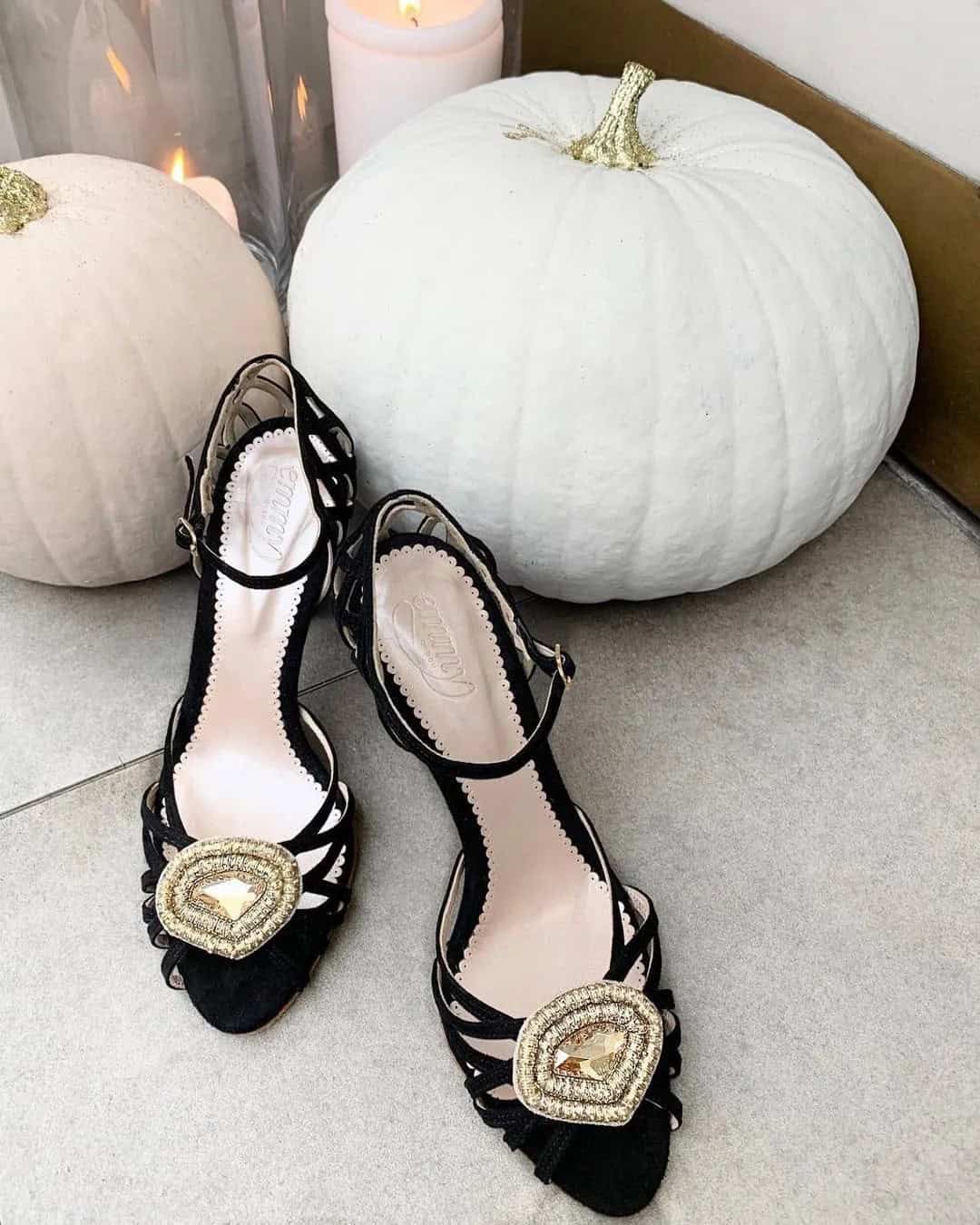 Black And Gold Bridal Heels