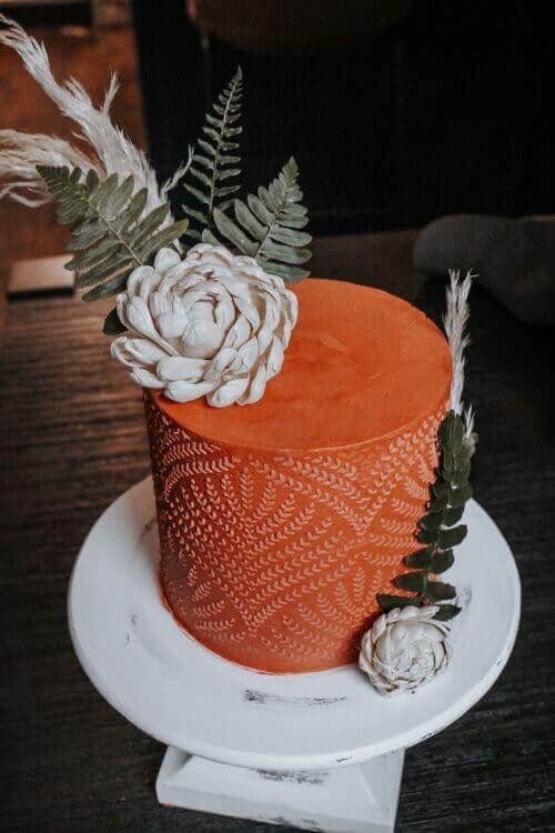 Terracotta and succulent cake