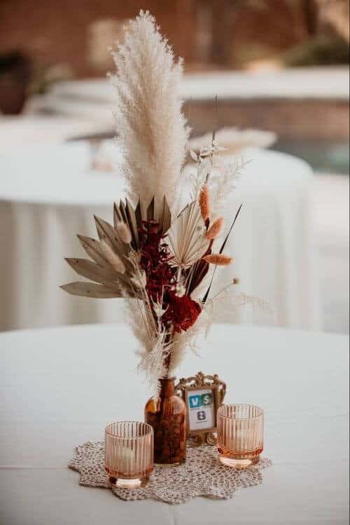 Pampas grass and orange accents