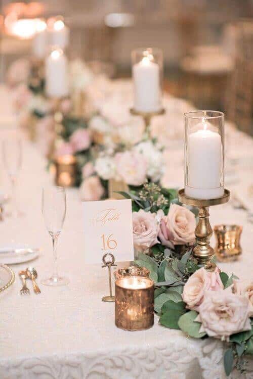 Greenery and dusty rose table runners