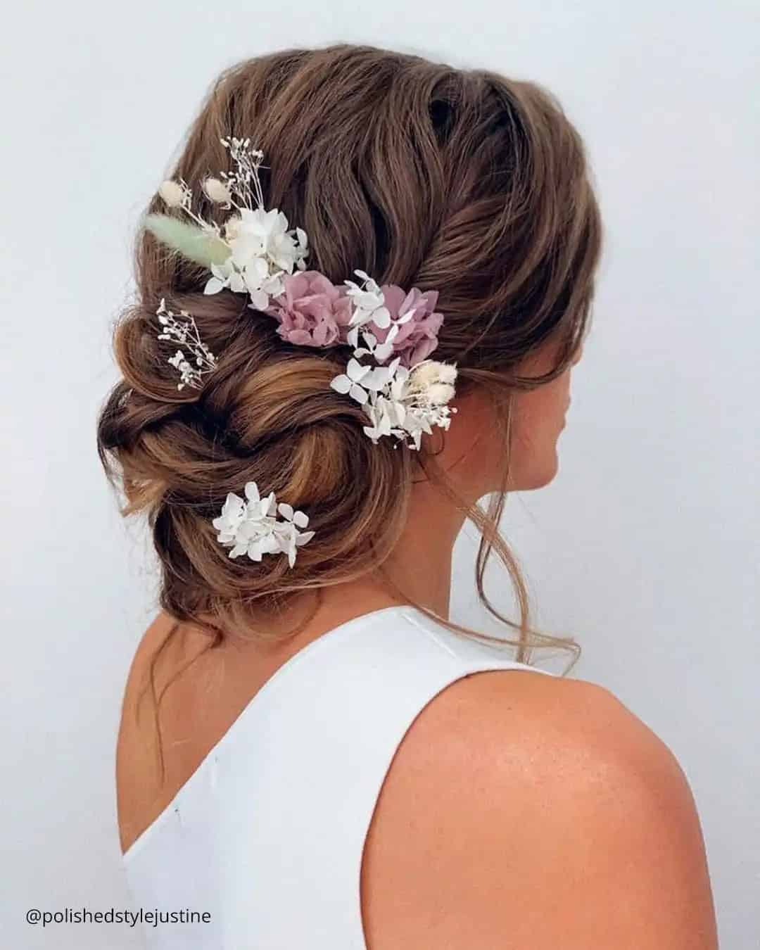 Wedding Hairstyles With Flowers Medium Length Hair