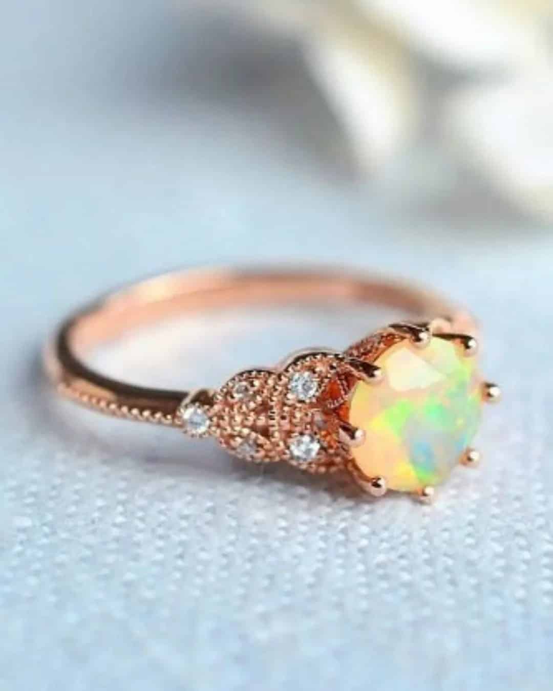 Rose Gold Opal Rings