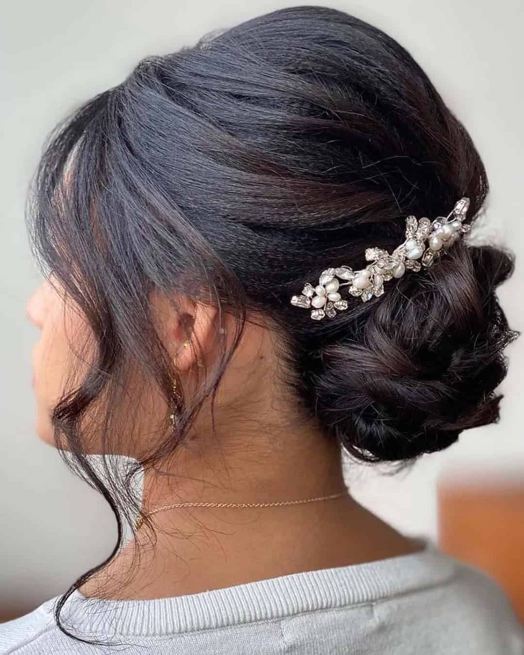 Simple Low Bun On Black Hair