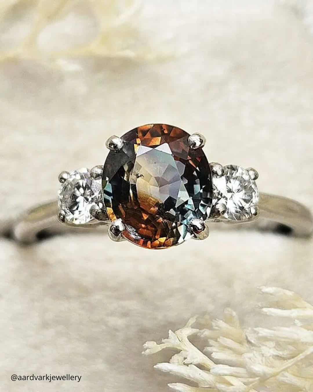 3-Stone Rings With Colored Gemstones