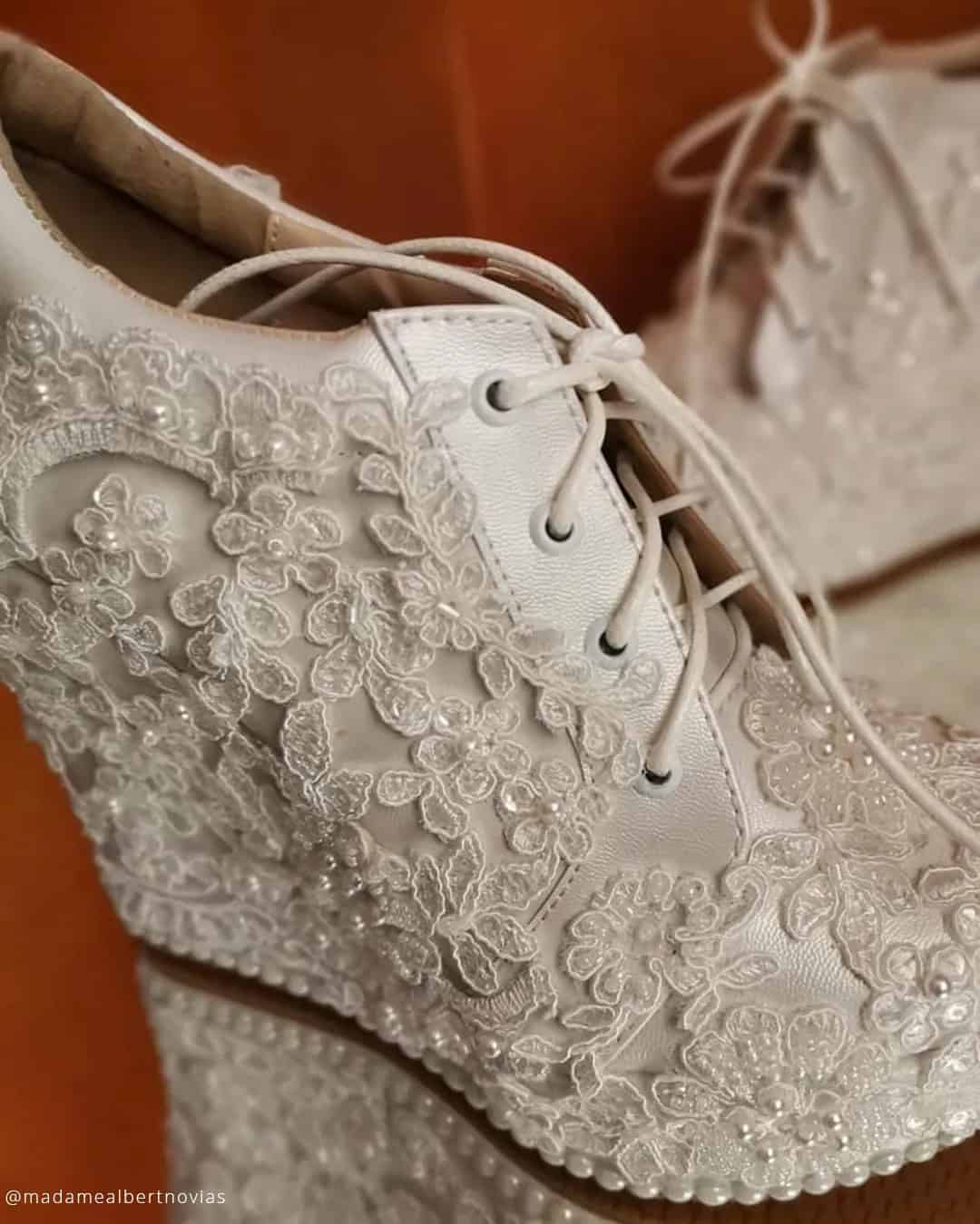 Lace Wedding Wedges Shoes For Bride