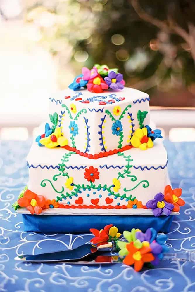 Traditional Hand-painted Mexican Wedding Cake Ideas