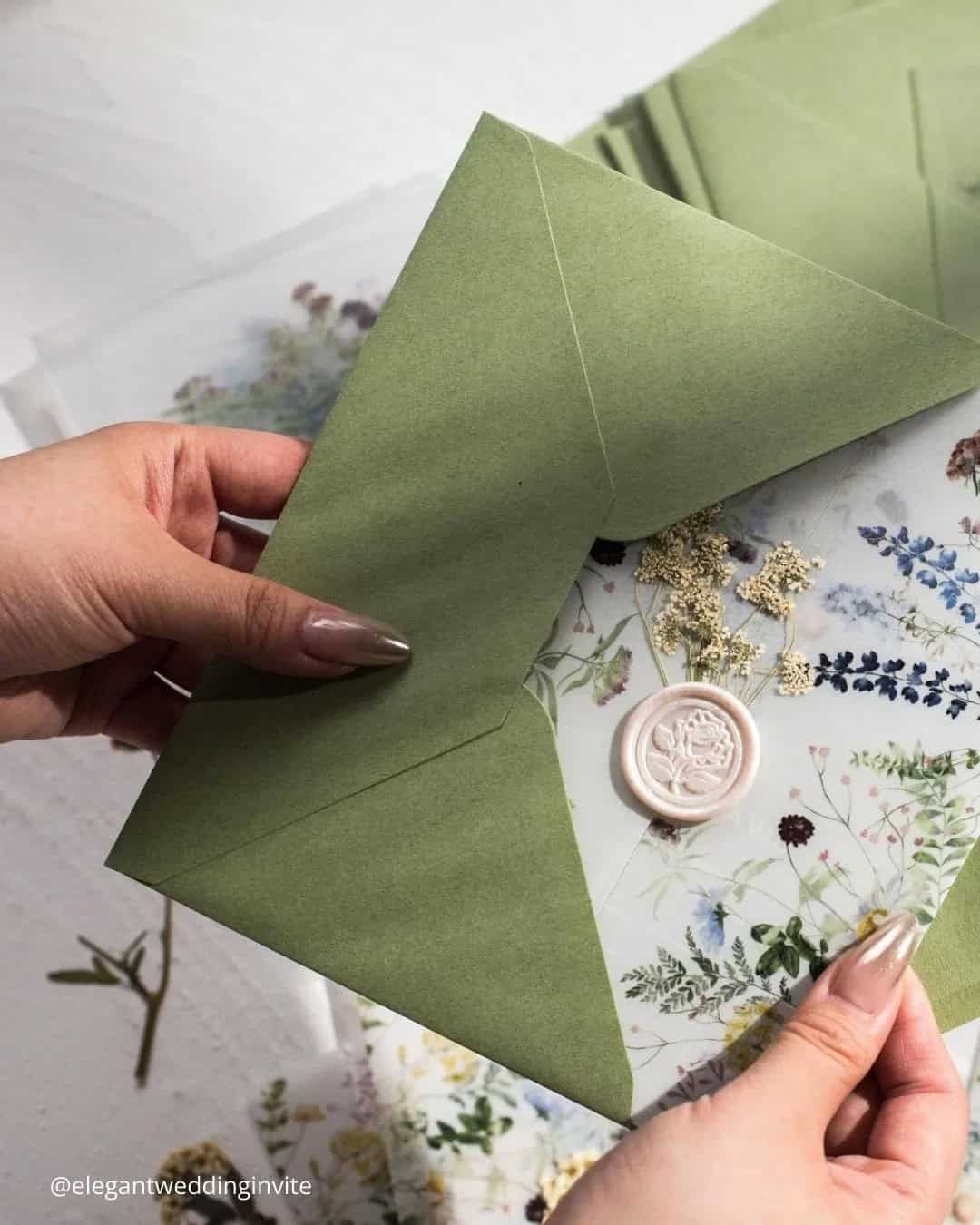 Sage Green Stationery for a Wedding