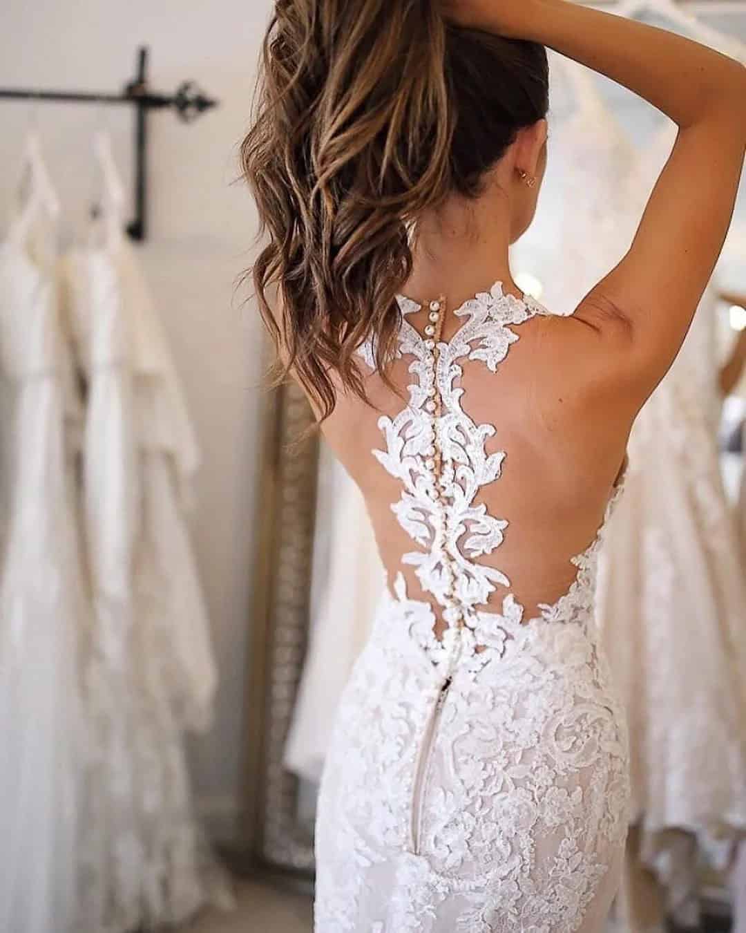 Tattoo Effect Back Wedding Dresses