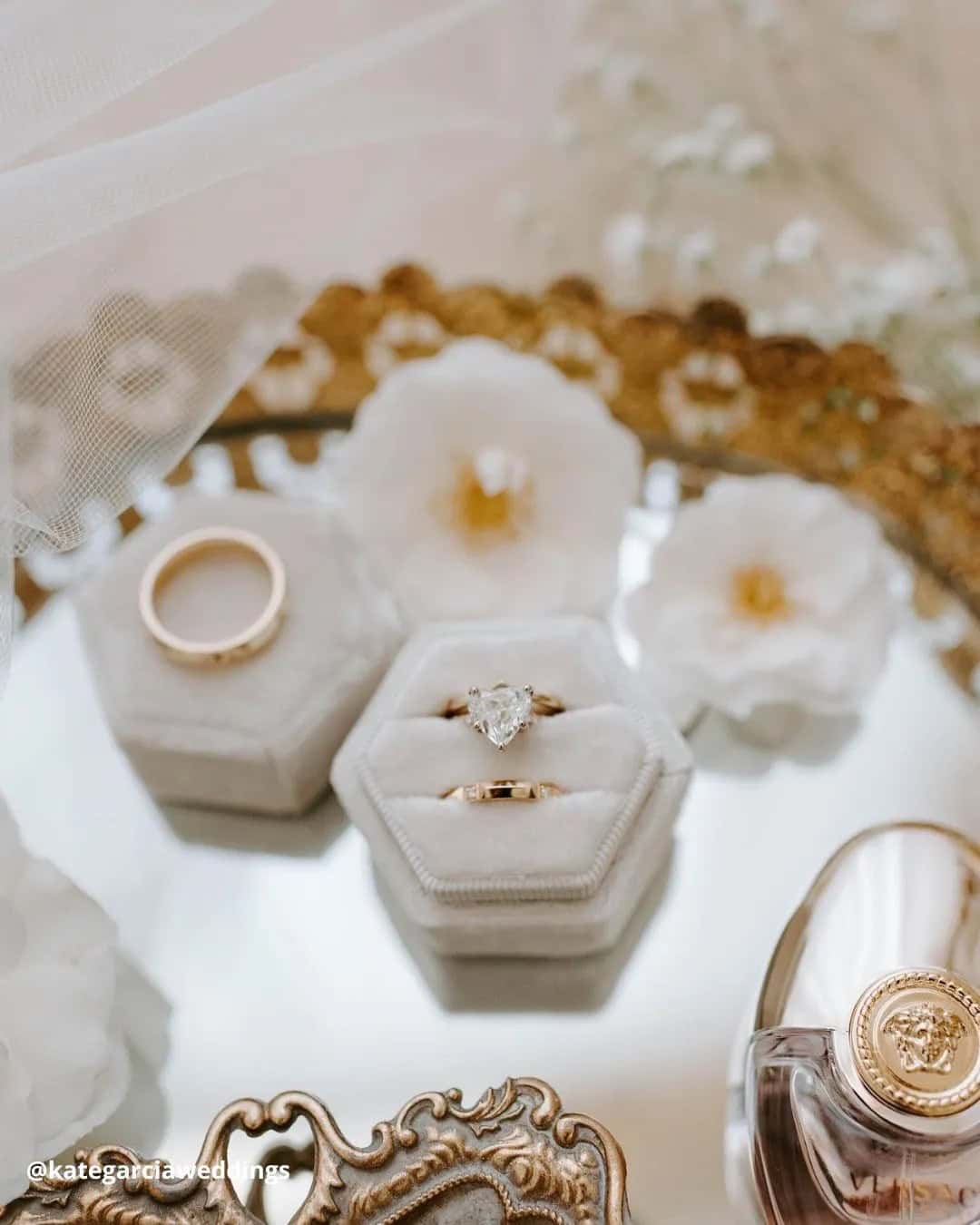 Creative Shots Of Wedding Rings Before The Ceremony