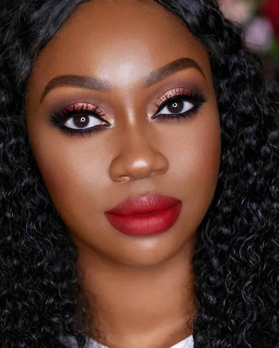 Vampy Red And Gold Wedding Makeup