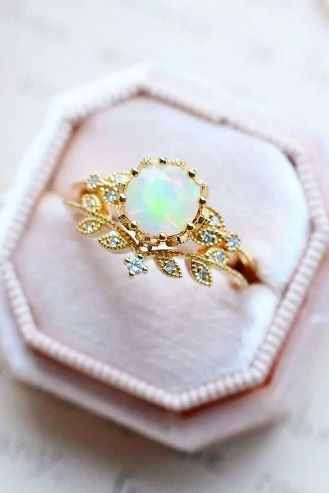 Wonderful Rings With Opal And Diamonds