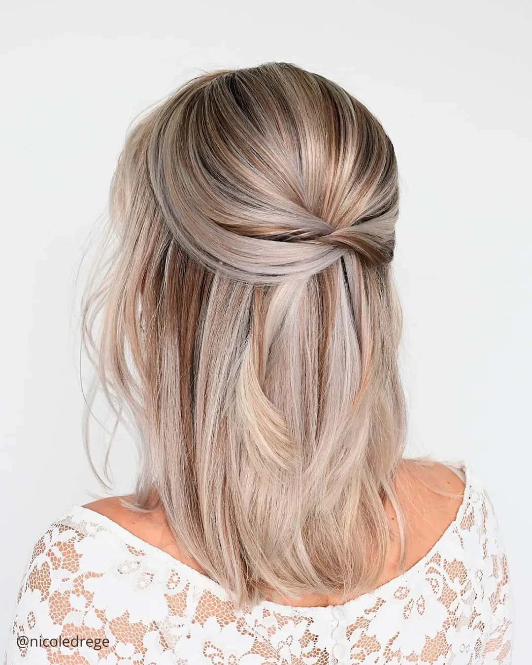 Half Up Half Down Wedding Hairstyles For Short Hair