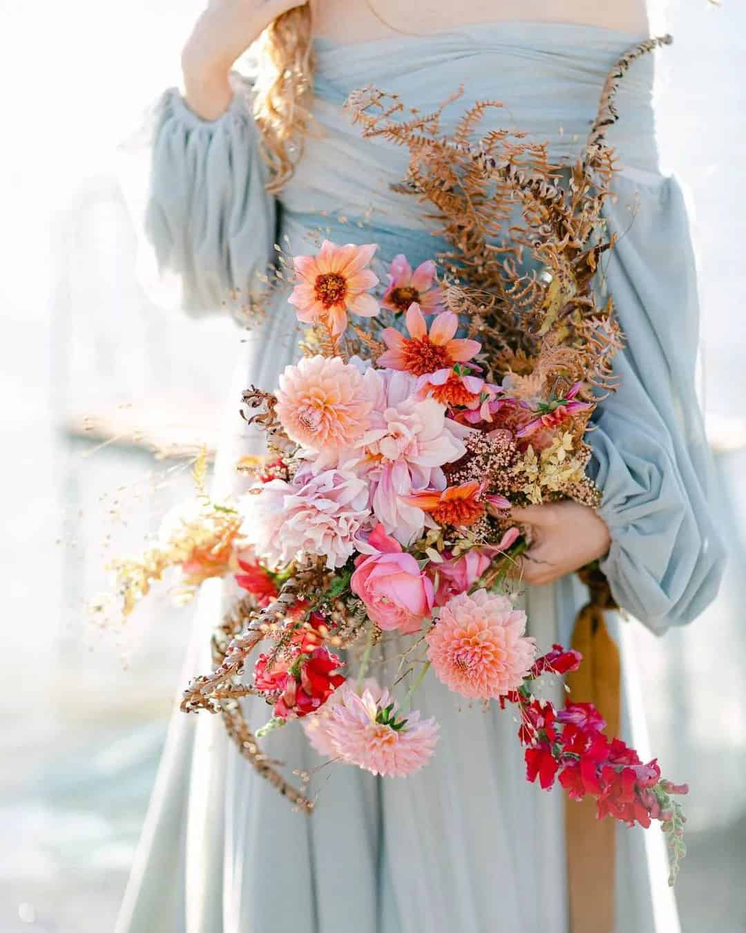 Beautiful Fall Dahlia Wedding Bouquet