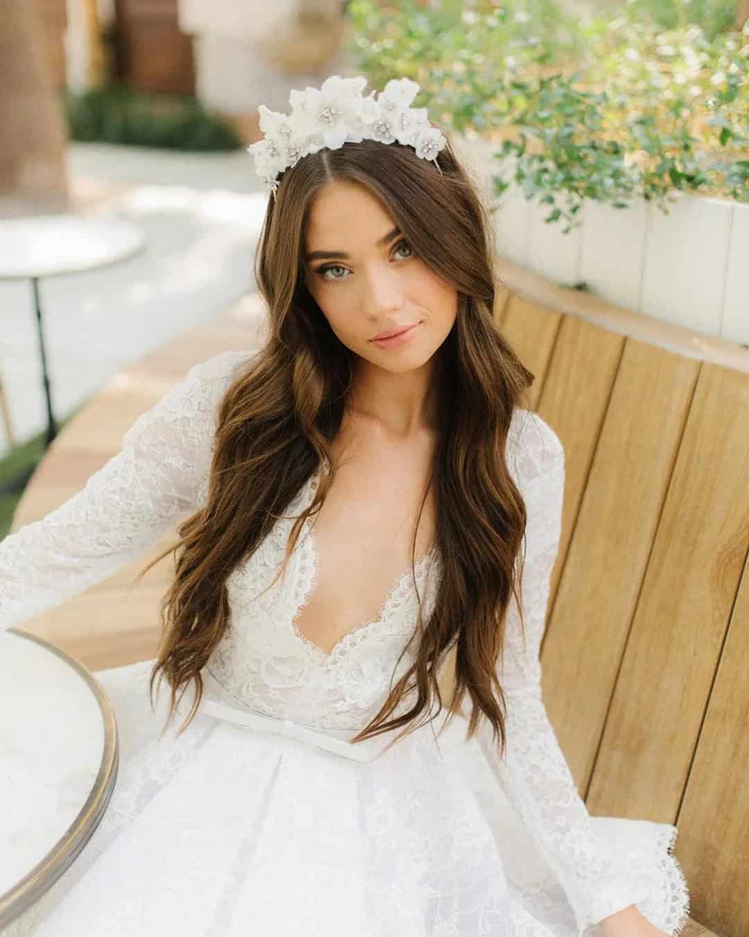 Down Wedding Hairstyles With Crown