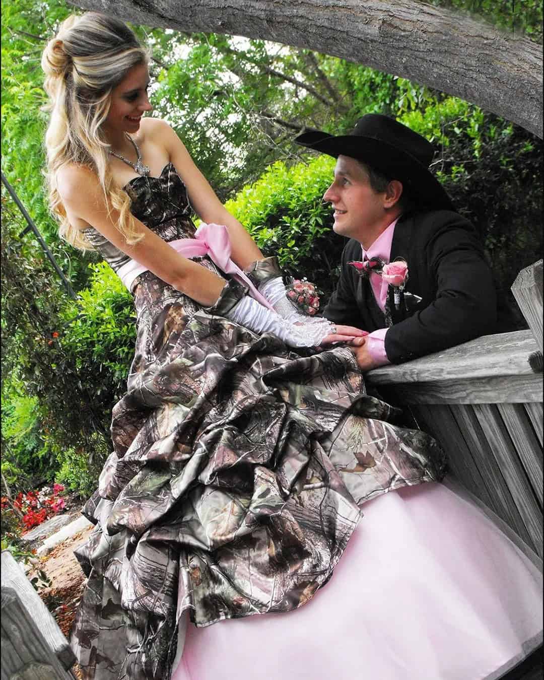 Pink & Orange Camo Bridal Dresses