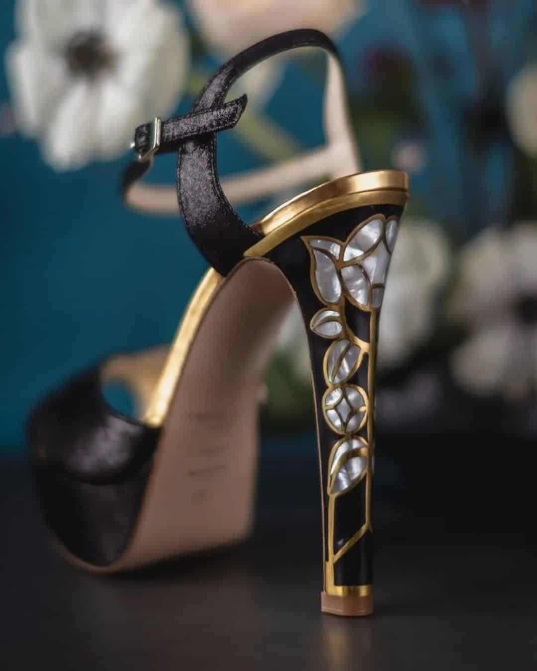 Elegant Black And Gold Shoes