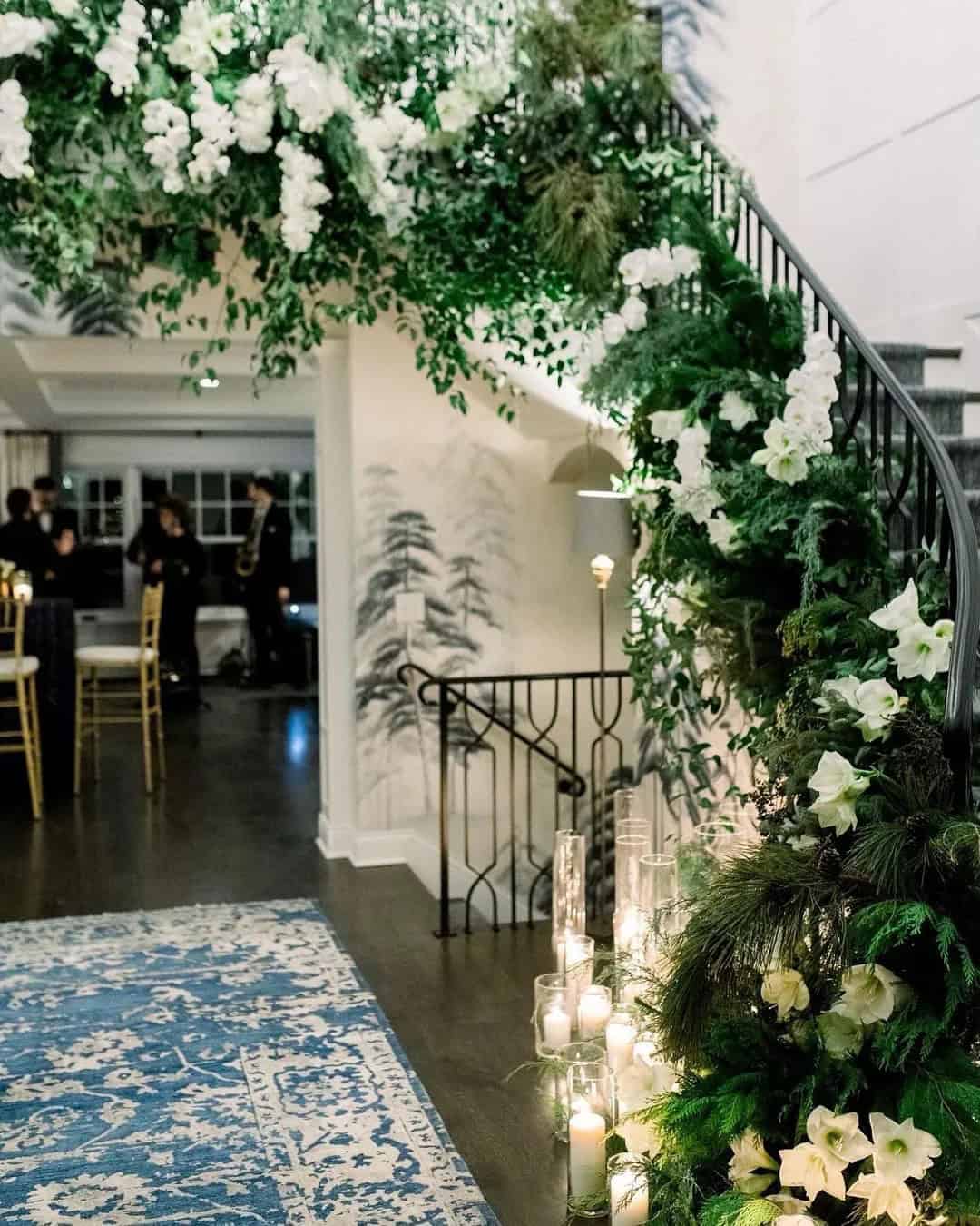 Greenery Wedding Decor For Stairs