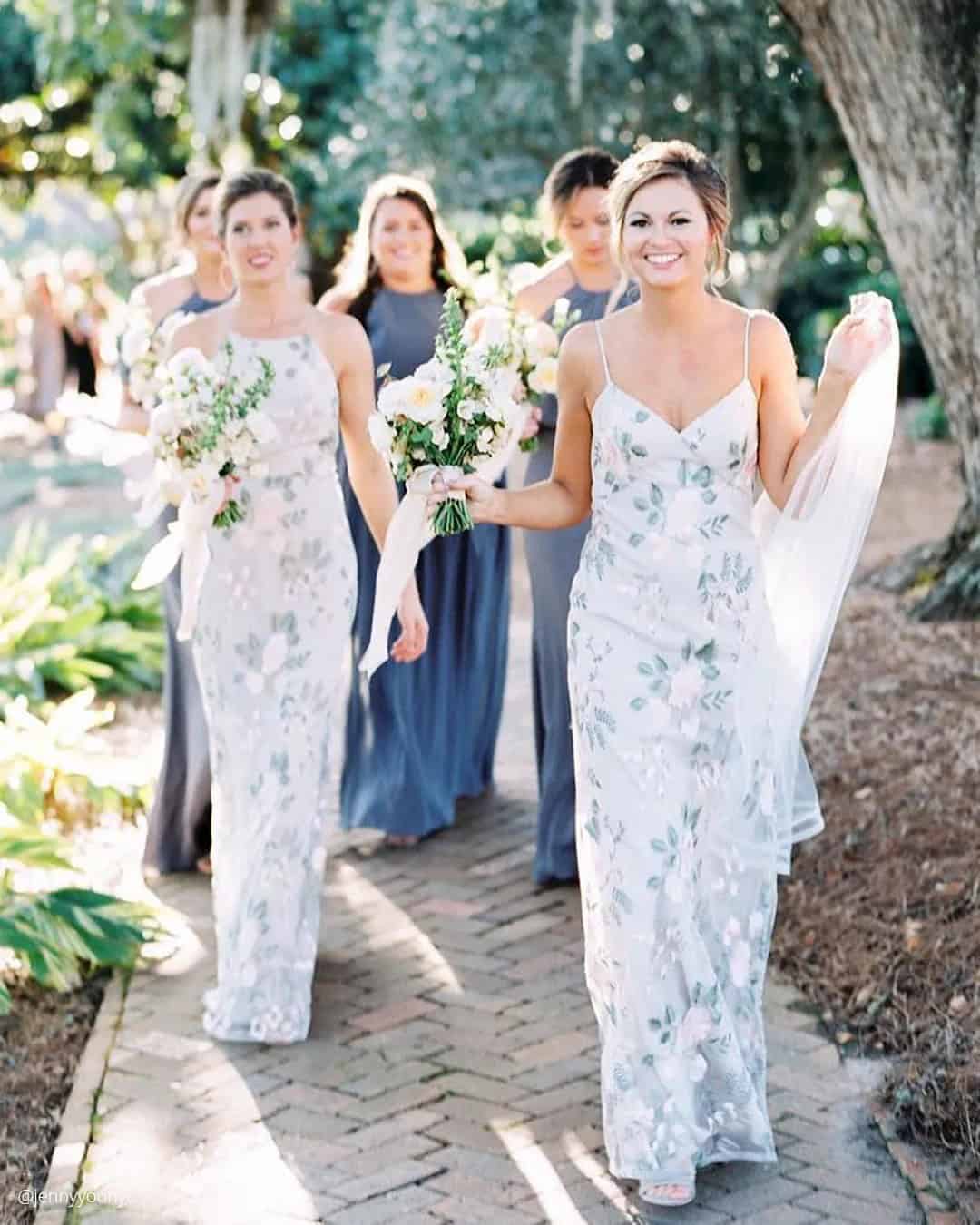 Pastel Floral Bridesmaid Dresses