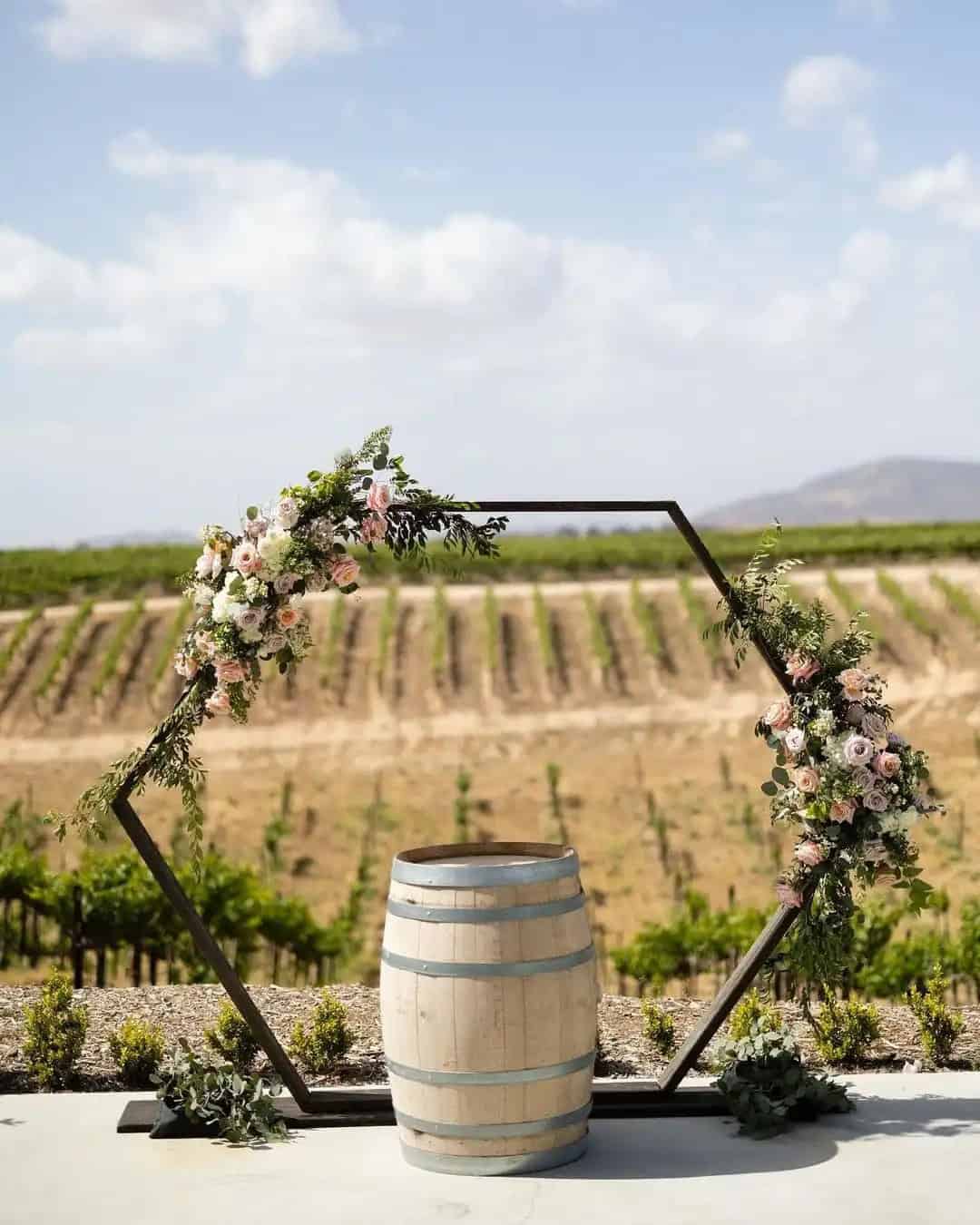 Romantic Decor With Barrels For The Wedding Ceremony