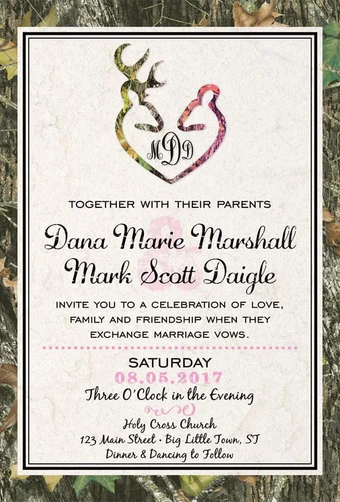 Wedding Invitations In Camo Style