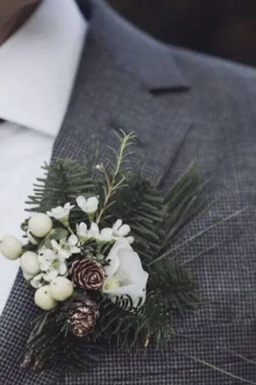 Winter themed boutonniere