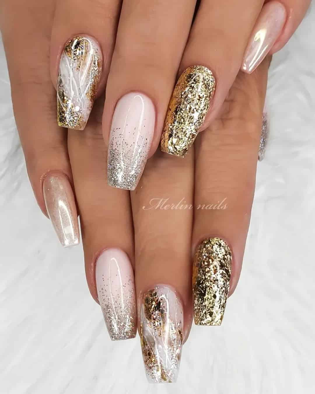 Glitter Bridal Nails