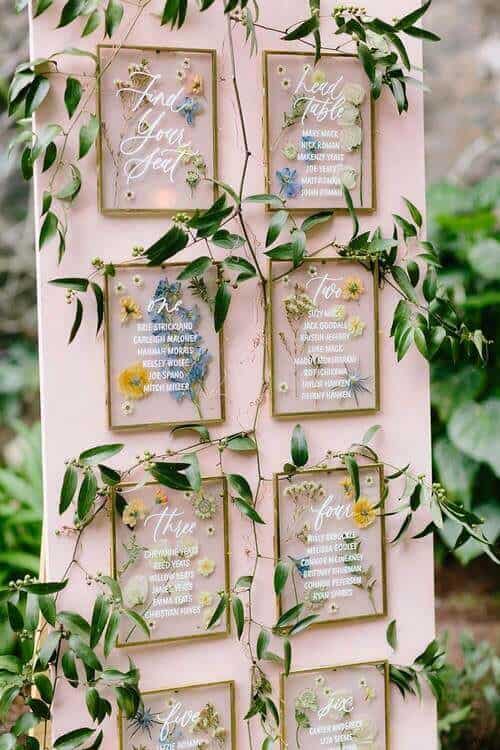 Resin and flower seating chart