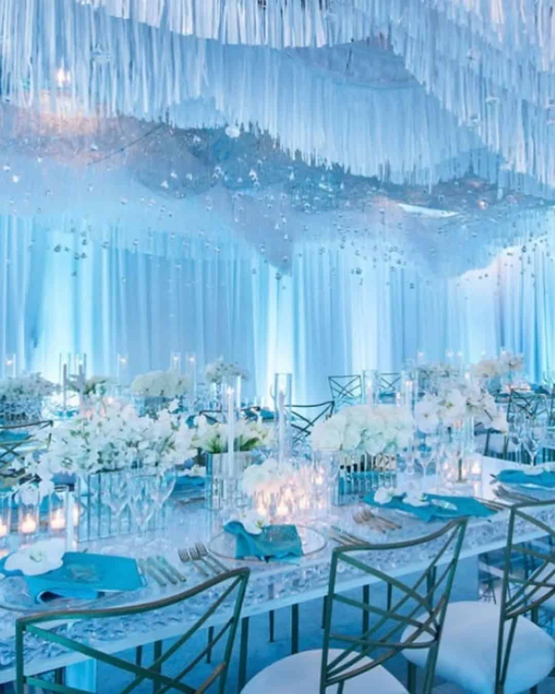 Reception Decorations In Tiffany Blue