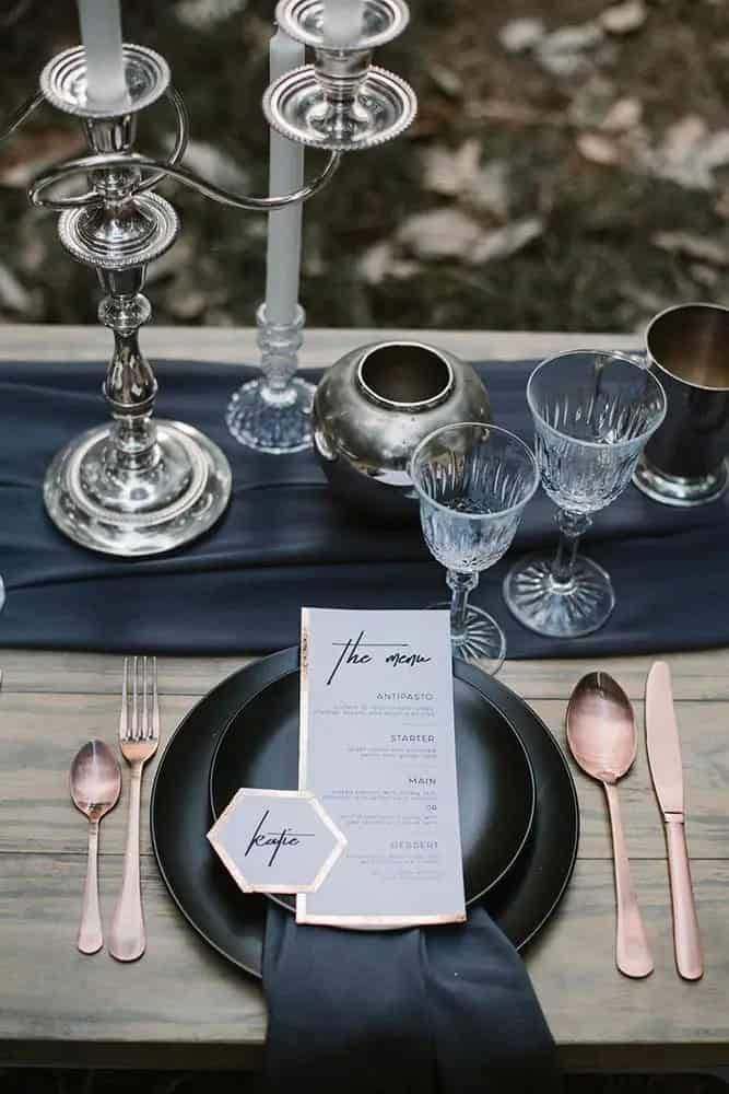 Table Setting Silver Wedding Decor Ideas