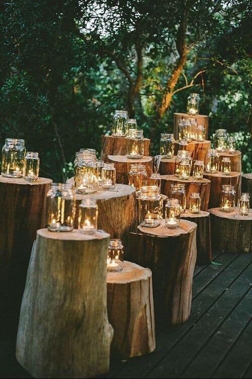 Mason jars and tea light decor