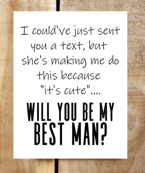 “My wife made me” proposal card