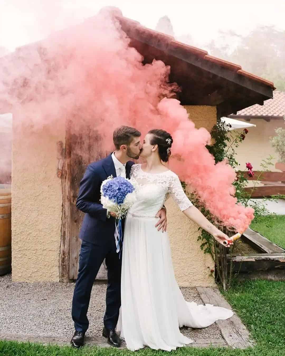 Wedding Entourage Photo Ideas With Smoke Bombs