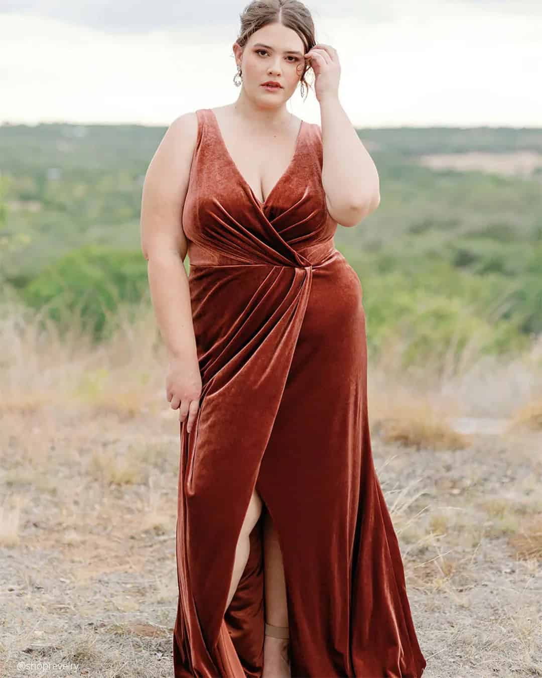 Rust Velvet Bridesmaid Dresses