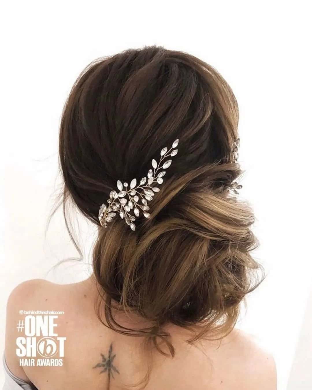 Curly Side Bun Wedding Hairstyle