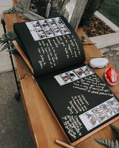 Black Paper Scrapbook-style Wedding Guestbook