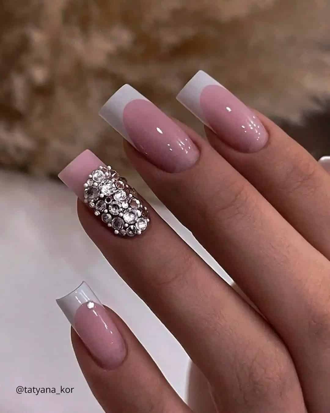 French Wedding Nails Coffin