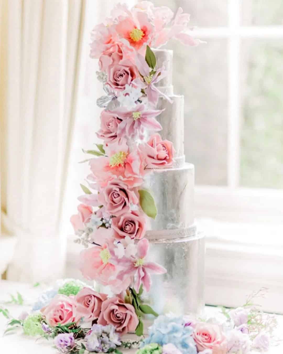 Flower Cascade On The Cake