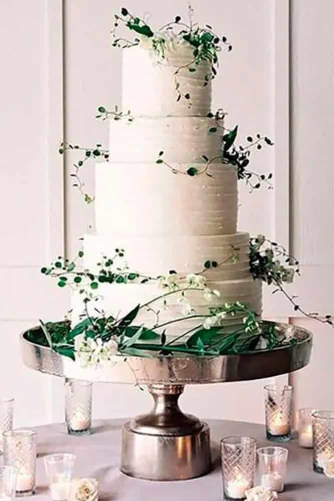 White And Greenery Wedding Cake Ideas