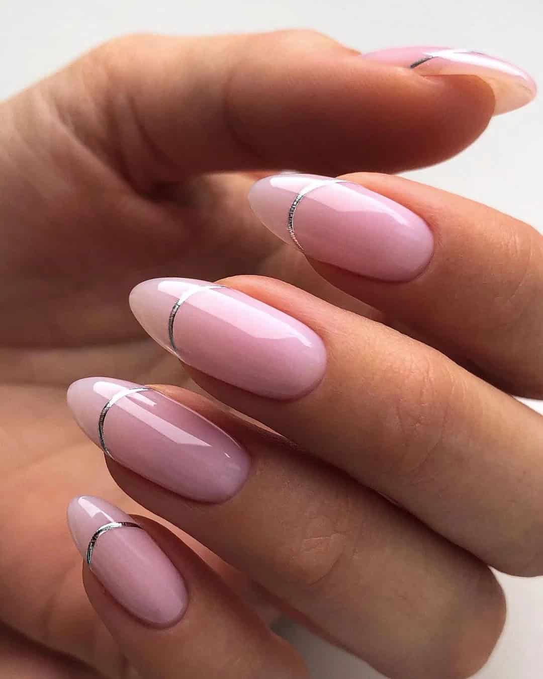 Nude Almond Wedding Nails