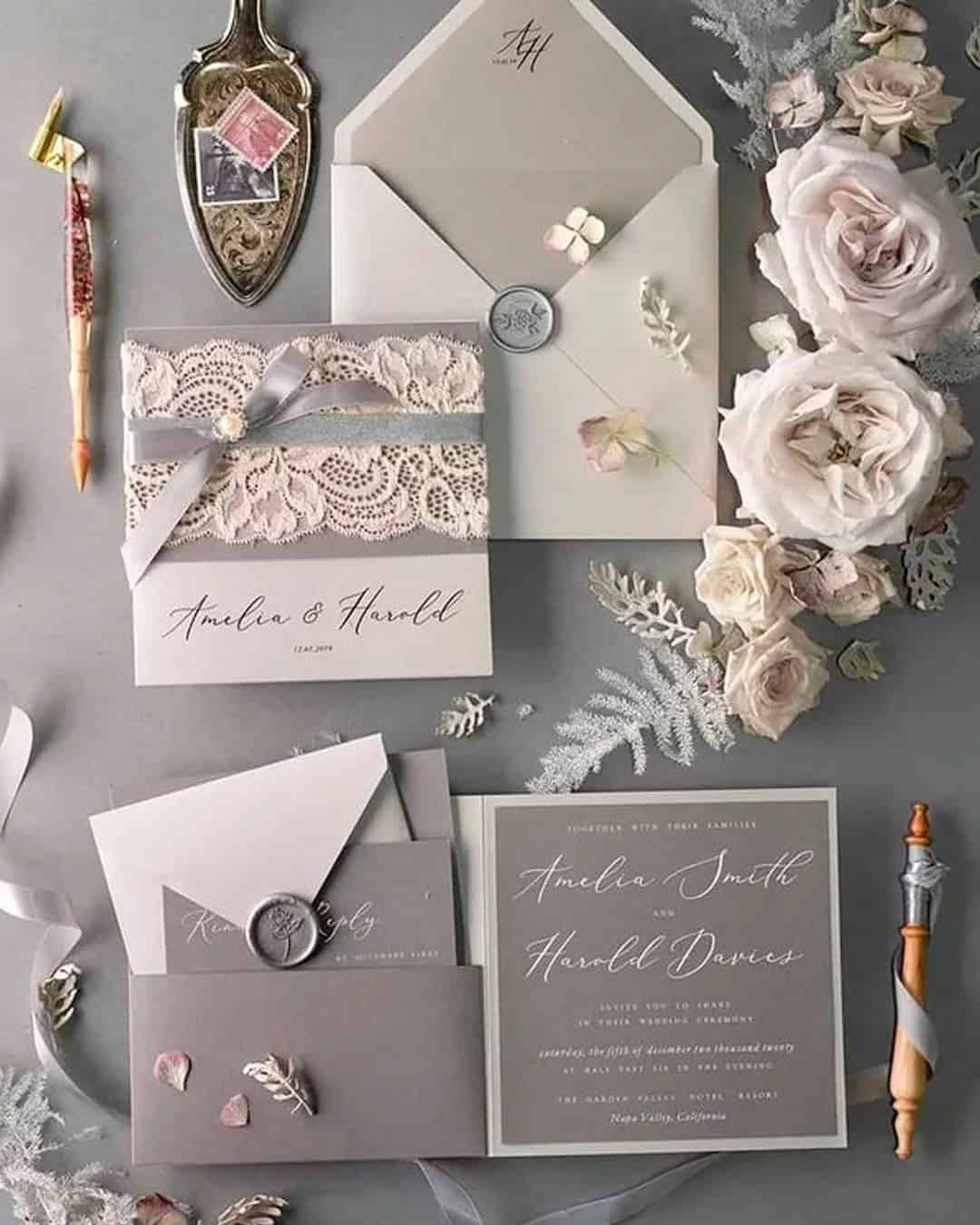 DIY lace wedding invitations