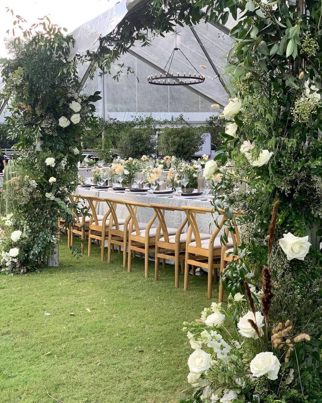 White Tent Ideas With Greenery