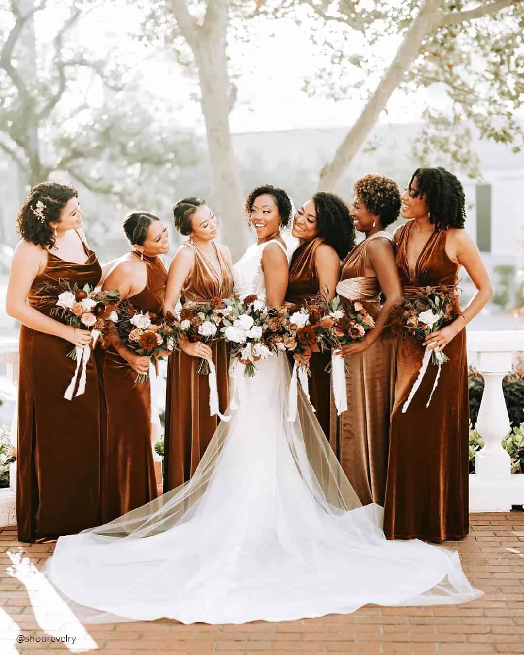 Rust Velvet Bridesmaid Dresses