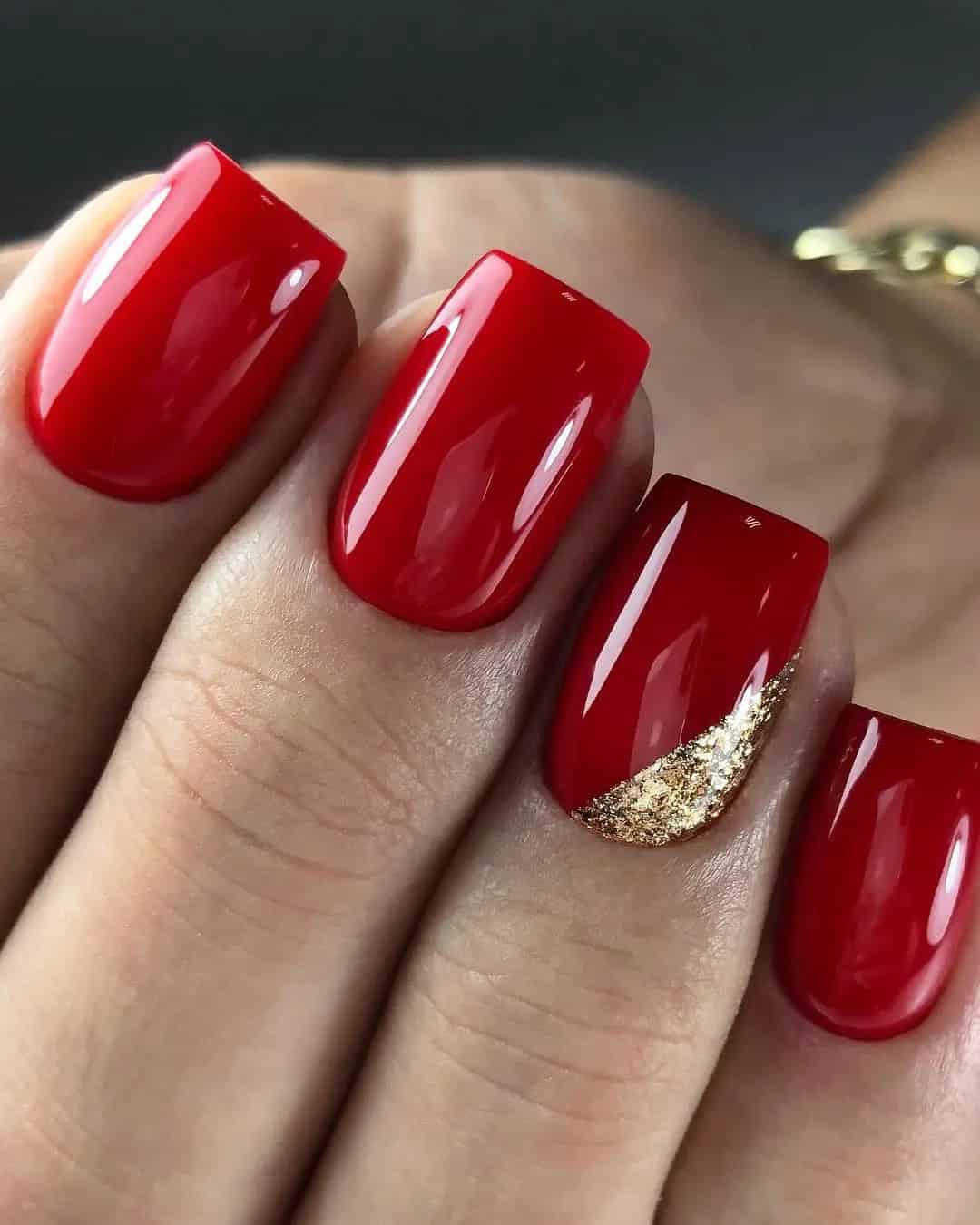 Gold and Red Nails