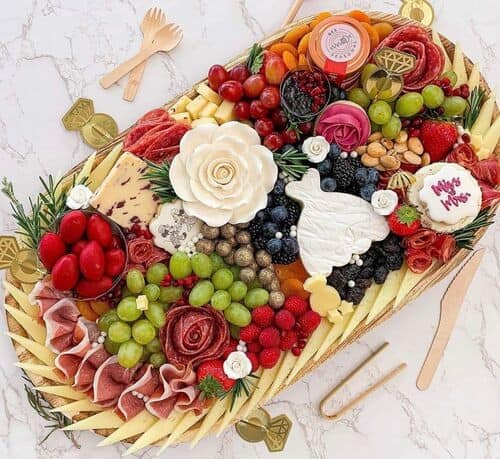 Charcuterie board with wedding theme