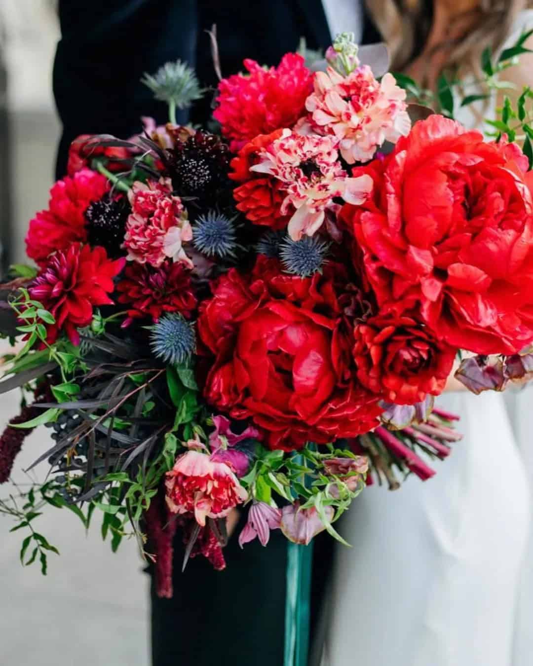 Black And Red Bouquets For Brides