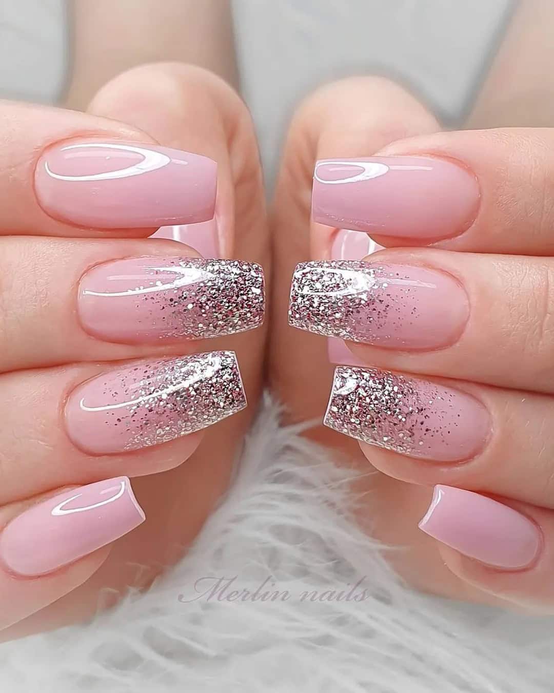 Sparkly Ombre Nails for Wedding