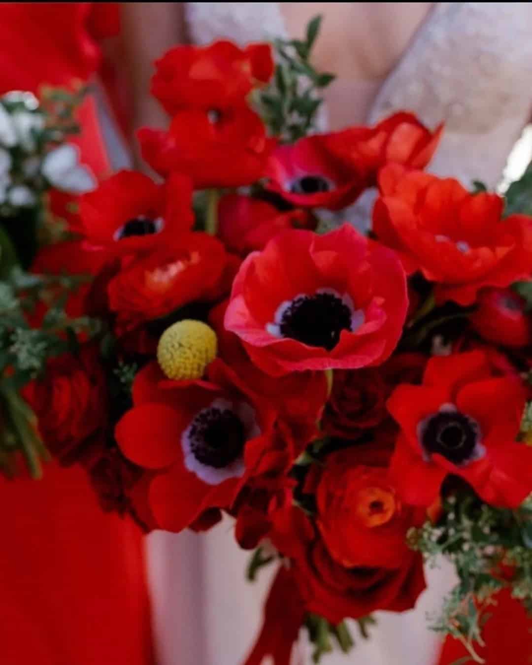 Black And Red Bouquets For Brides