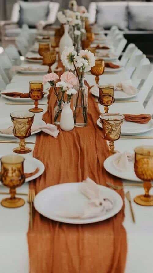 Terracotta and neutral wedding table decor