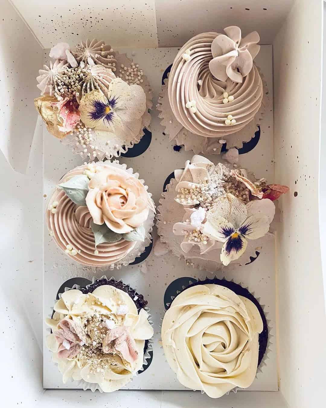 Chocolate Wedding Cupcakes With Pastel Flowers